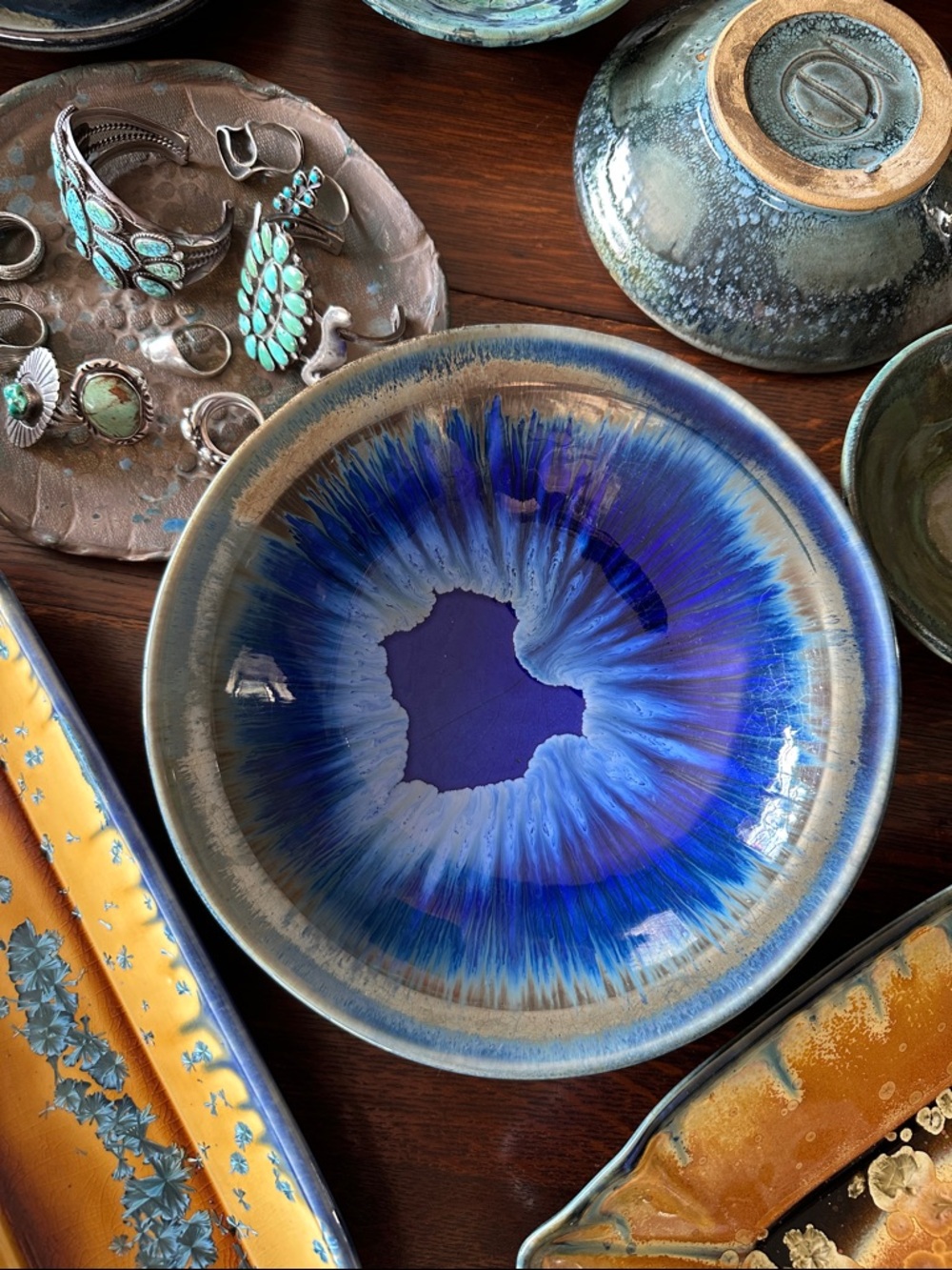 10” Edgecomb potters bowl. Eclectic vintage kitchen serving dish. From Maine